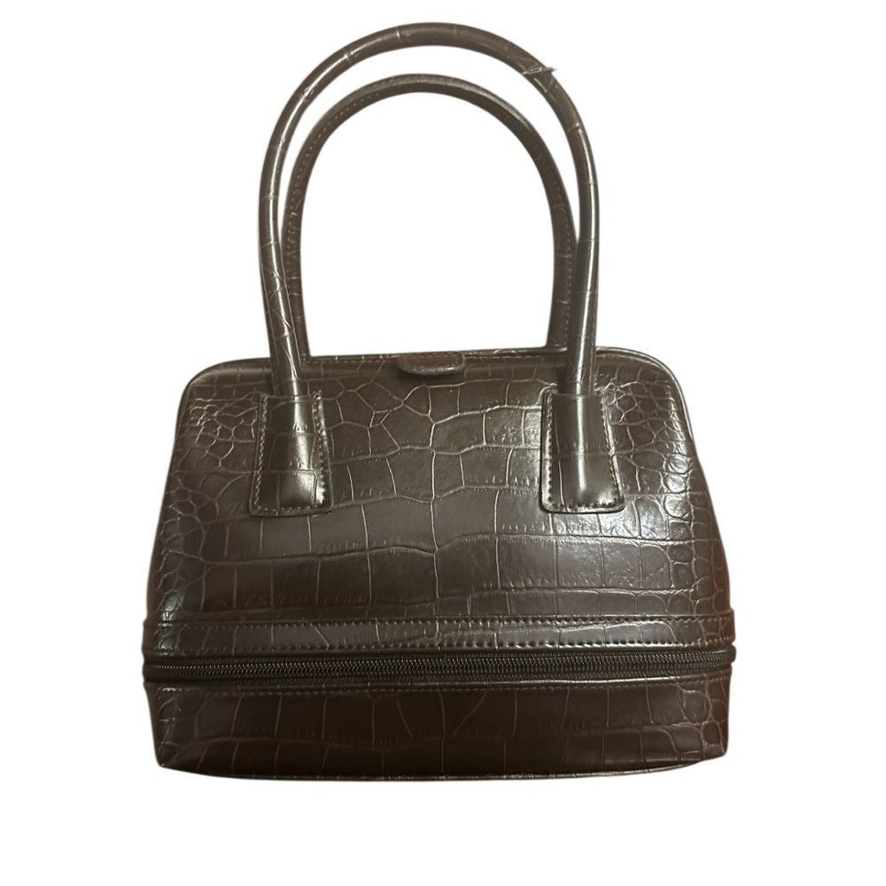 Vintage Nine West Croc Embossed Faux Leather Mini Satchel Bag